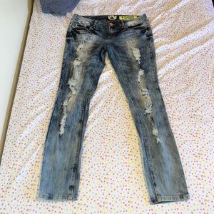 Ripped blue skinny jeans